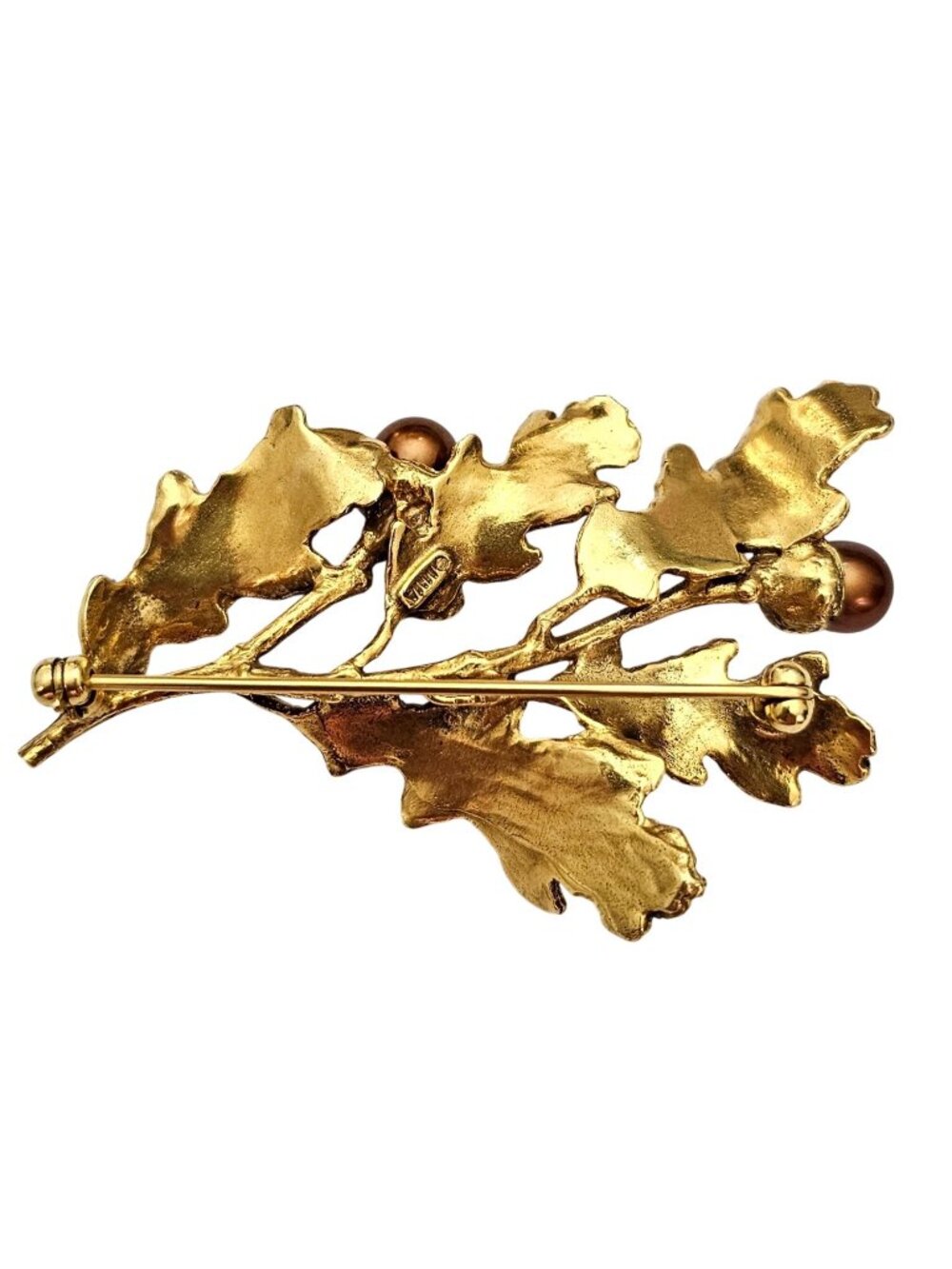 MMA Oak Leaf, Acorn Brooch Branch Faux Pearl Pin Signed, J735 - Picture 7 of 10